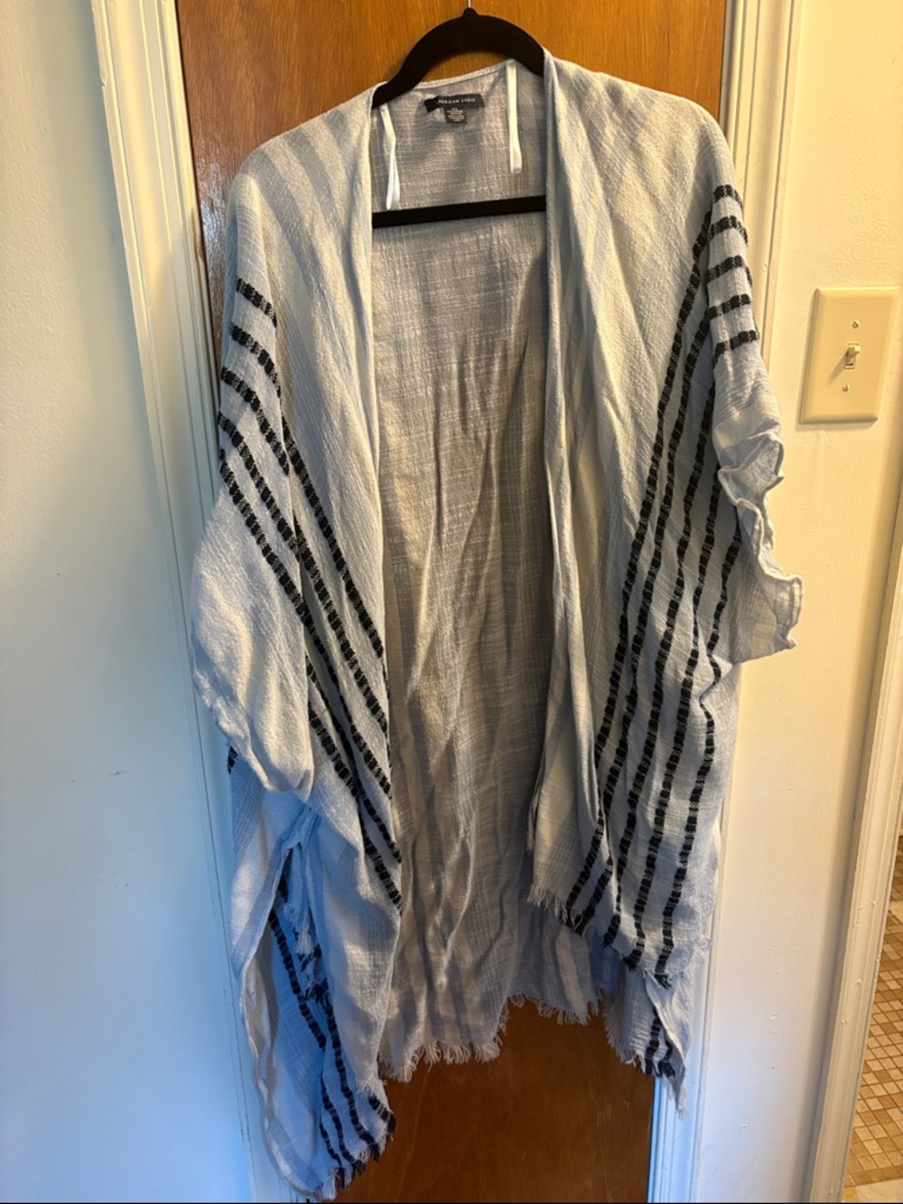 American Eagle Light Blue Textured Open Cardigan